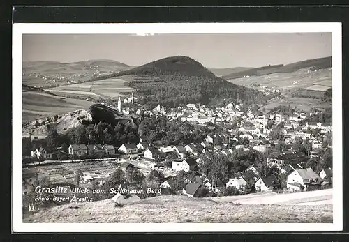 AK Graslitz, Ortsansicht vom Schönauer Berg