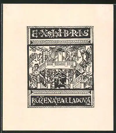 Exlibris Ruzena Falladova, Eingang zum Schloss