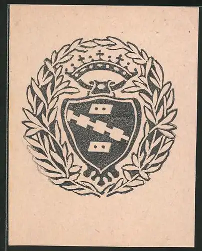Exlibris Wappen mit Krone und Kranz