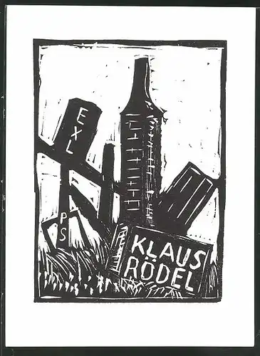 Exlibris Klaus Rödel, Turm mit Feld