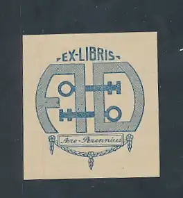 Exlibris Arne Perennius, Initialen AP mit Schlüssel