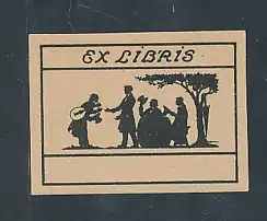 Exlibris Musiker bettelt um Geld, Silhouette