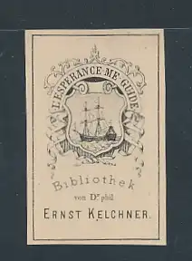 Exlibris Dr. Phil Ernst Kelchner, Schiff
