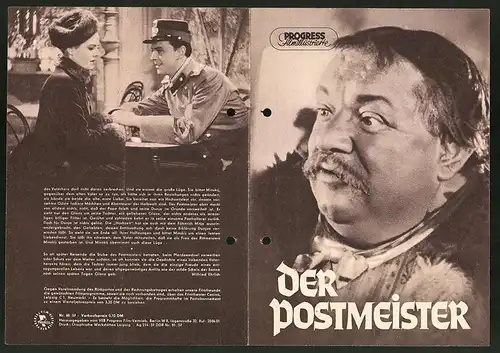 Filmprogramm PFI Nr. 68 /67, Der Postmeister, Heinrich George, Hilde Krahl, Hans Holt, Regie: Gustav Ucicky