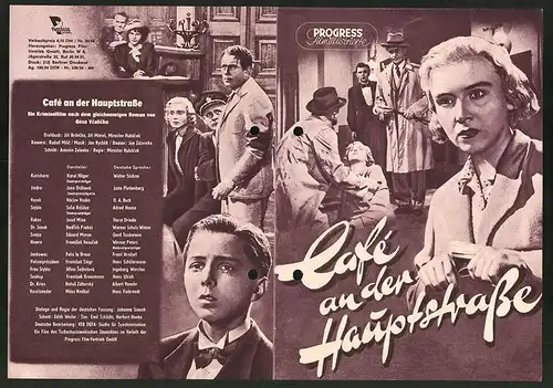 Filmprogramm PFI Nr. 50 /54, Cafe an der Hauptstrasse, Karel Höger, Jana Ditetova, Vaclav Voska, Regie: Miroslav Hubacek