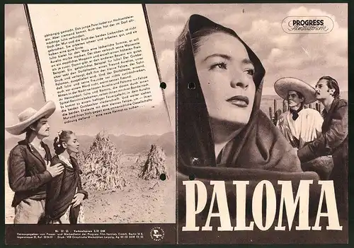 Filmprogramm PFI Nr. 52 /55, Paloma, Columba Dominguez, Roberto Canedo, Arturo Soto, Regie: Emilio Fernandez