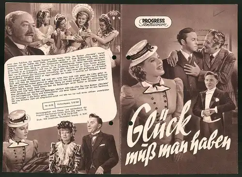 Filmprogramm PFI Nr. 61 /53, Glück muss man haben, Paul Hörbiger, Hans Holt, Regie: Theo Lingen