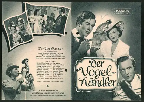 Filmprogramm PFI Nr. 28 /54, Der Vogelhändler, Ilse Werner, Wolf Albach-Retty, Eva Probst, Regie: A. M. Rabenalt