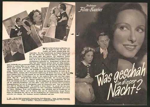 Filmprogramm IFK Nr. 3248, Was geschah in dieser Nacht?, Lili Murati, Irene v. Meyendorff, Regie: Theo Lingen