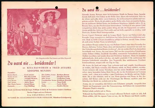 Filmprogramm Luitpold Theater Nr. 5, Du warst nie...berückender!, Fred Astaire, Rita Hayworth, Regie: William A. Seiter