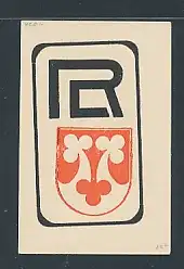 Exlibris Initialen RC, Wappen mit Kleeblatt