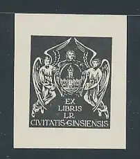 Exlibris L. R. Civitatis Einsiensis, Engel halten Wappen
