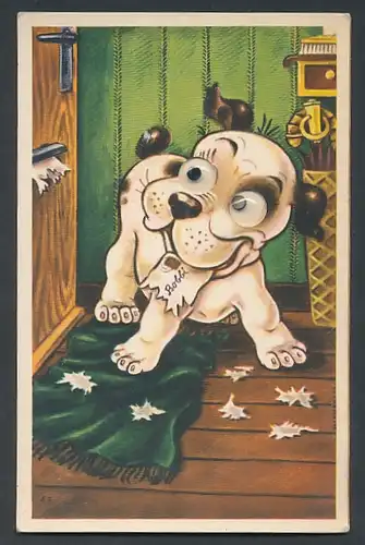 Glasaugen-AK Ein Brief für den Hund