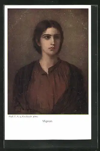 Künstler-AK sign.: Fritz August von Kaulbach, Portrait-Gemälde Mignon