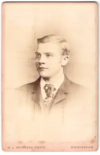 Fotografie H. J. Whitlock, Birmingham, 11, New Street, Portrait blonder junger Mann in Krawatte und Jackett