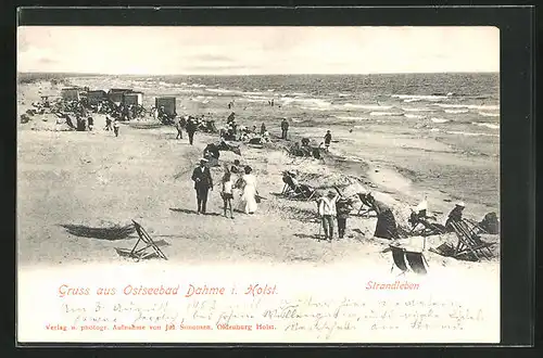 AK Dahme / Holstein, Umkleidewagen & Badegäste im Ostseebad