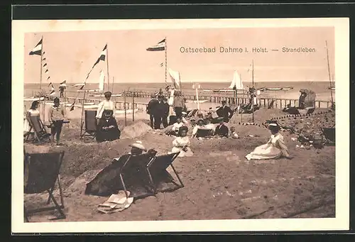 AK Dahme / Holstein, Strandburg & Badegäste im Ostseebad