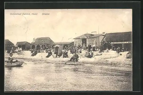 AK Dahme / Holstein, Strandleben mit Buden und Badegästen