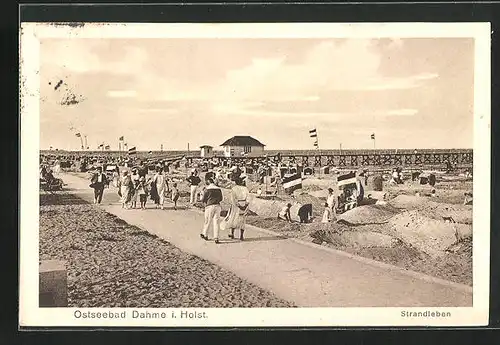 AK Dahme / Holstein, Promenade mit Strandleben