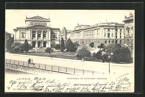 AK Leipzig, Konzerthaus und Universitäts-Bibliothek