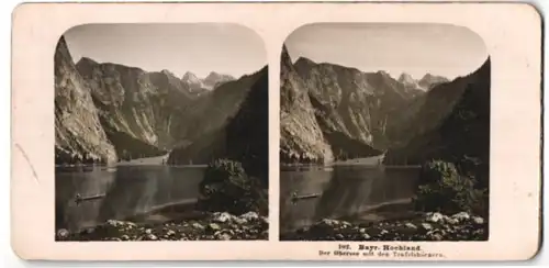 Stereo-Fotografie unbekannter Fotograf, Ansicht Obersee /Bayern, Obersee mit Teufelshörnern