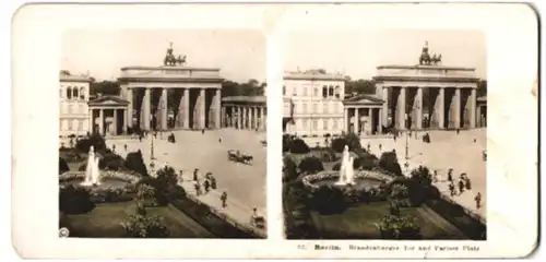 Stereo-Fotografie unbekannter Fotograf, Ansicht Berlin, Brandenburger Tor und Pariser Platz