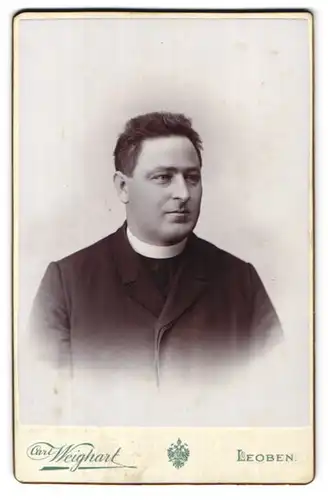 Fotografie Carl Weighart, Leoben, Fischergasse 92, Portrait Geistlicher Dominicus Jäger