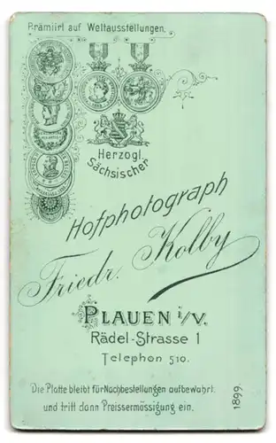 Fotografie Friedrich Kolby, Plauen i. V., Rädel-Strasse 1, niedliches Mädchen mit Hut & Handtasche