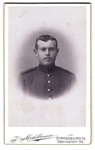 Fotografie J. Mehlbreuer, Strassburg i. E., Steinwallstr. 56, Portrait Soldat in Uniform Rgt. 126
