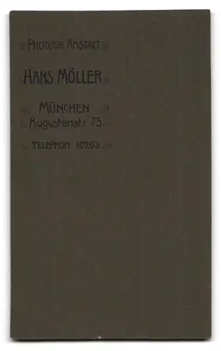 Fotografie Hans Möller, München, Augustenstr. 75, Portrait bayrischer Soldat in Uniform