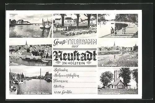 AK Neustadt / Holstein, Hafen, Markt, Jugendherberge