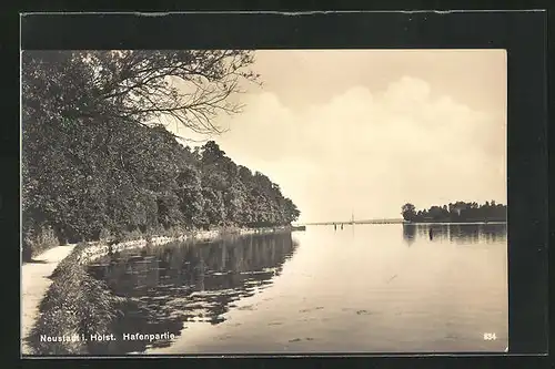 AK Neustadt / Holstein, Partie am Hafen