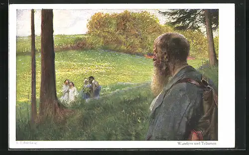 Künstler-AK Ludwig Fahrenkrog: Wandern und Träumen