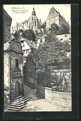 AK Marburg a. L., Schloss vom Lutherischen Kirchhof gesehen