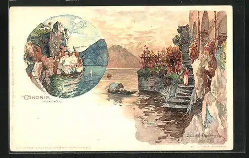 Künstler-AK Manuel Wielandt: Candria, Lago di Lugano, Steilklippen