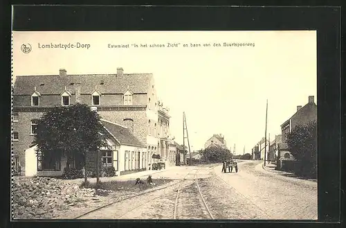 AK Lombartzyde-Dorp, Estaminet In het schoon Zicht en baan van den Buurtspoorweg