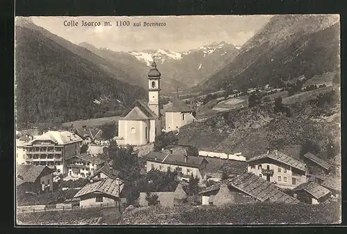 AK Colle Isarco, Gesamtansicht mit Kirche, Brennerpartie