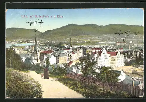 AK Bodenbach / Elbe, Totalansicht mit Kirche und Umgebung