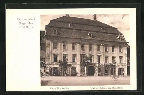 AK Nagyszeben, Palais Bruckenthal, Gemälde-Galerie und Bibliothek