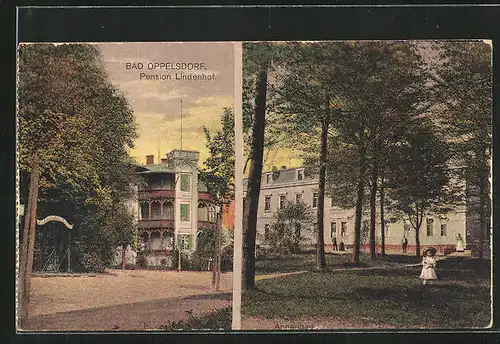 AK Bad Oppelsdorf, Hotel Lindenhof im Abendlicht