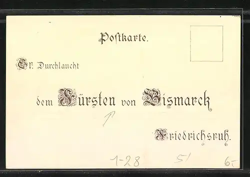 AK Fürst Otto v. Bismarck in Uniform mit Pickelhaube, Jubelndes Paar mit Reichsflagge