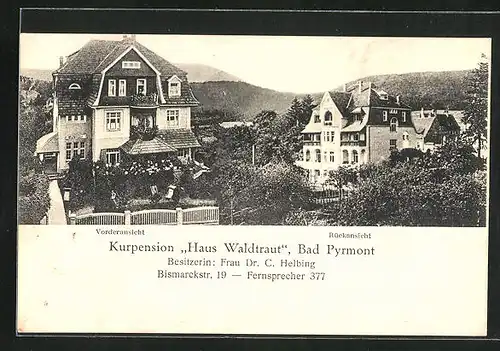 AK Bad Pyrmont, Hotel Haus Waldtraut in der Bismarckstrasse 19