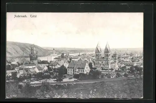 AK Andernach, Totalansicht mit Kirche