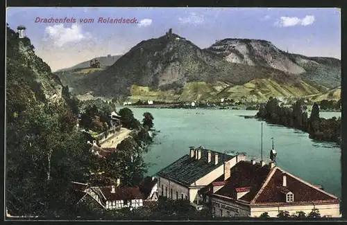 AK Bad Honnef, Drachenfels vom Rolandseck aus gesehen