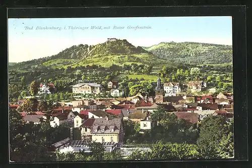 AK Bad Blankenburg, Ortsansicht mit Ruine Greifenstein