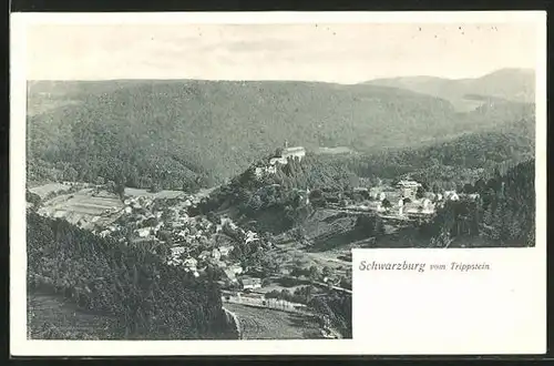 AK Schwarzburg / Thür. Wald, Gesamtansicht, Blick vom Trippstein