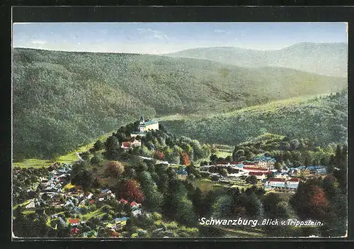 AK Schwarzburg i. Thür., Ortsansicht, Blick vom Trippstein