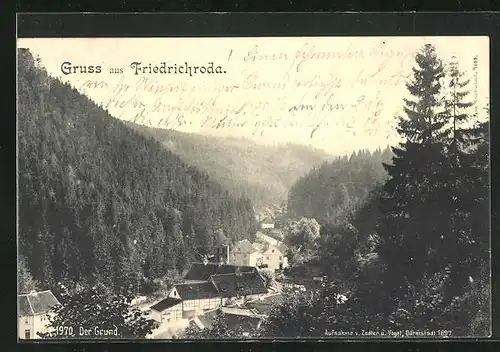 AK Friedrichroda / Thür., Der Grund aus der Vogelschau