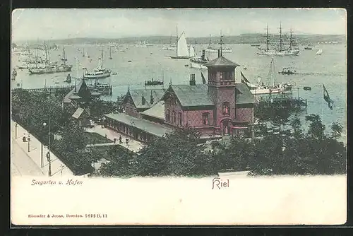 AK Kiel, Seegarten und Hafen aus der Vogelschau