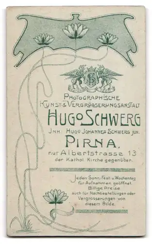 Fotografie Hugo Schwerg, Pirna, Albertstr. 13, Portrait frecher Bube mit Mütze im Anzug